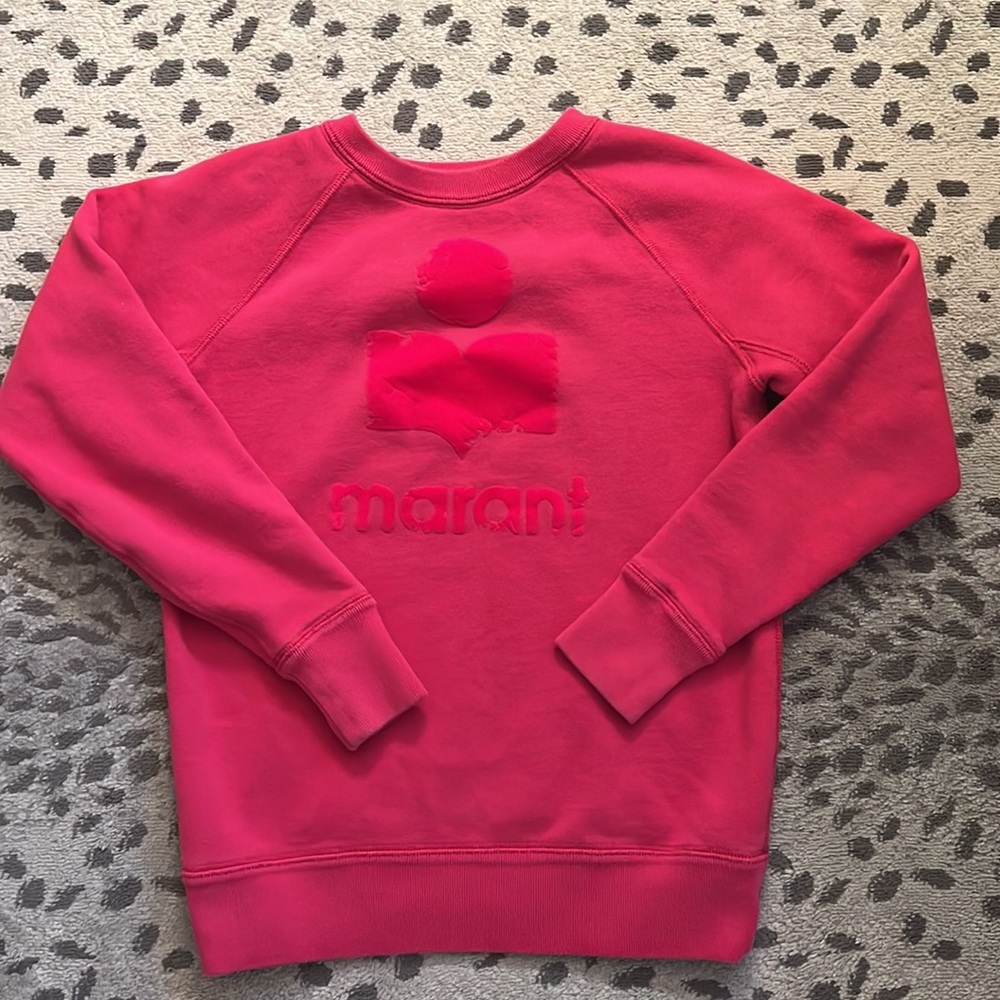 Isabel Marant Hot Pink Logo Crewneck Sweater - Picture 2 of 7